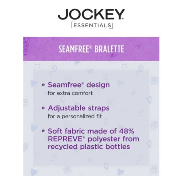 Jockey® Essentials Girls’ Seamfree® Adjustable Bralette - 2 pack, Sizes S - Picture 3 of 4